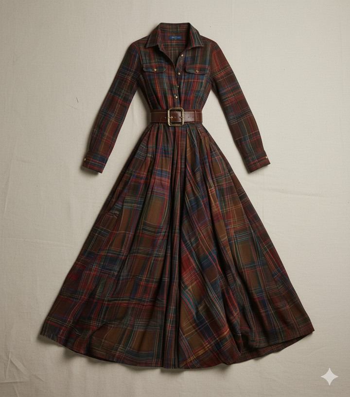 Giulia™ – Abito Camicia Maxi Elegante a Quadri