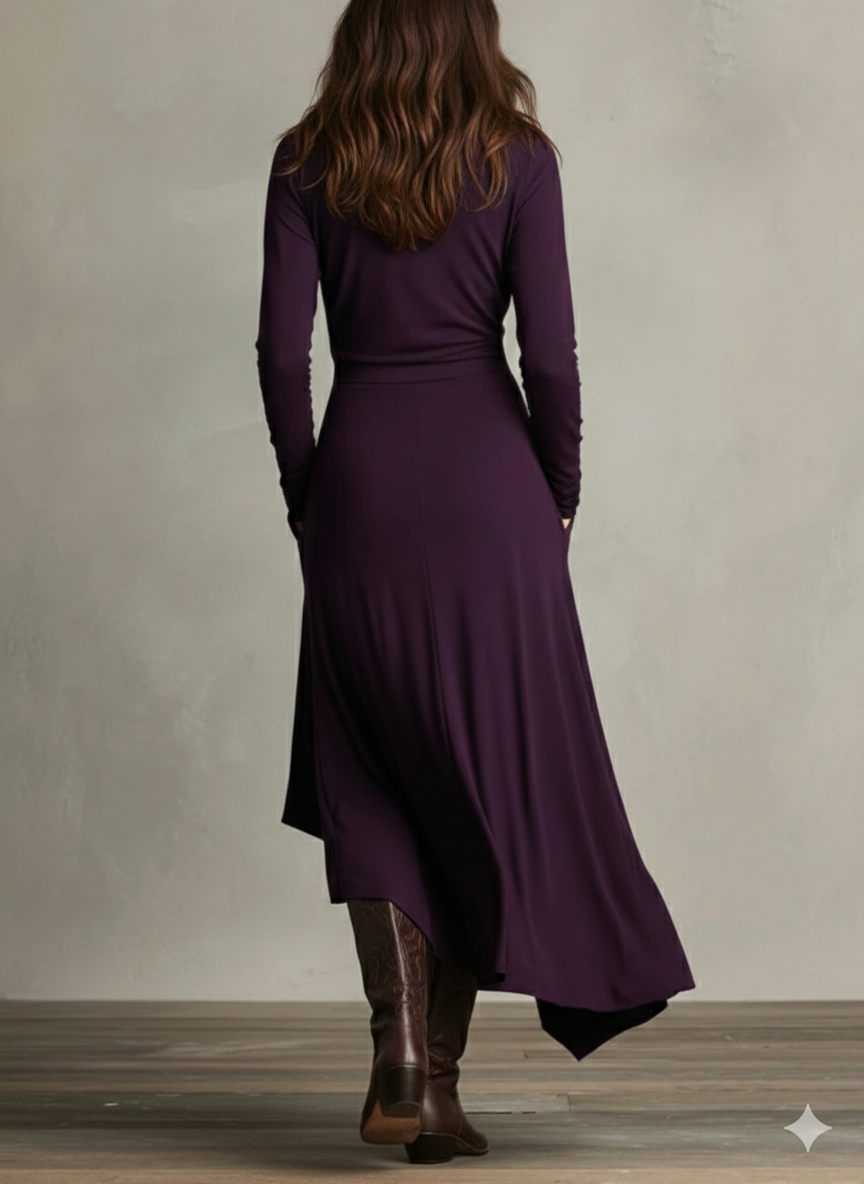 Giorgia™ – Abito Maxi Plissettato Asimmetrico (Collana non inclusa)