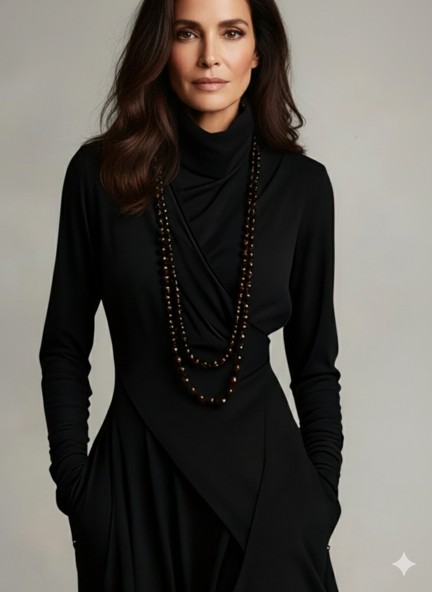 Giorgia™ – Abito Maxi Plissettato Asimmetrico (Collana non inclusa)