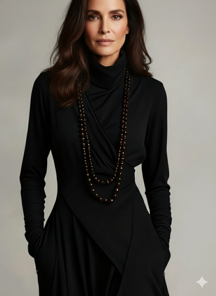 Giorgia™ – Abito Maxi Plissettato Asimmetrico (Collana non inclusa)