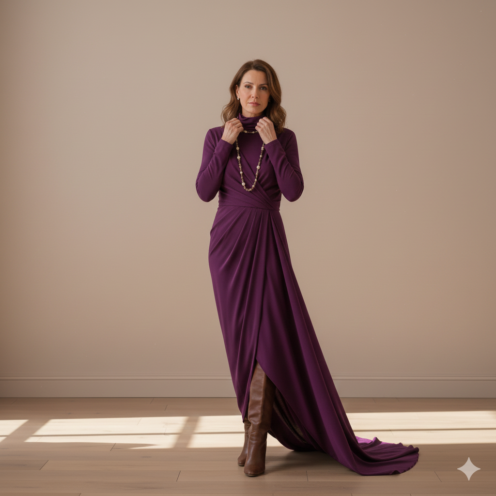 Giorgia™ – Abito Maxi Plissettato Asimmetrico (Collana non inclusa)