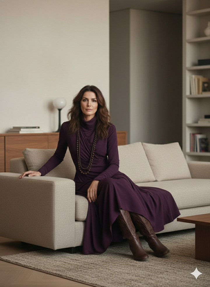 Giorgia™ – Abito Maxi Plissettato Asimmetrico (Collana non inclusa)