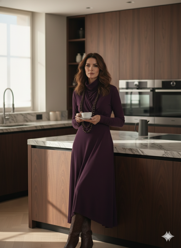 Giorgia™ – Abito Maxi Plissettato Asimmetrico (Collana non inclusa)