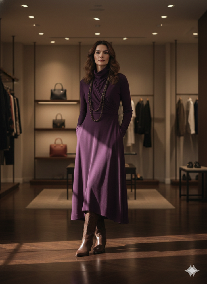 Giorgia™ – Abito Maxi Plissettato Asimmetrico (Collana non inclusa)