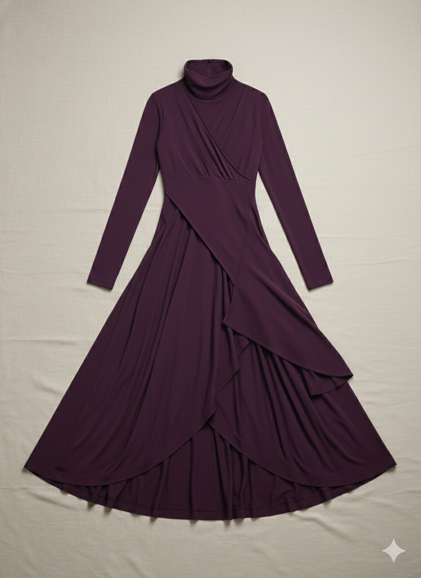 Giorgia™ – Abito Maxi Plissettato Asimmetrico (Collana non inclusa)