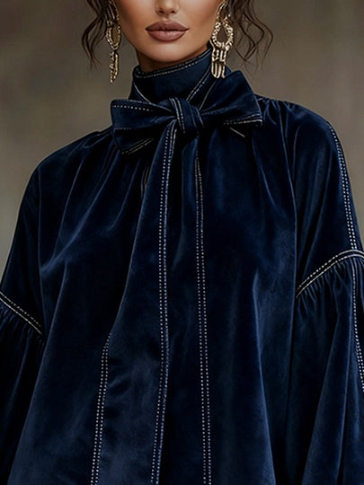 Valentina – Abito Mini in Velluto con Fiocco