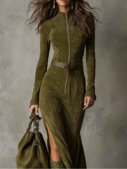 Valeria™ | Abito lungo scamosciato Alessia