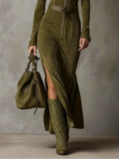 Valeria™ | Abito lungo scamosciato Alessia